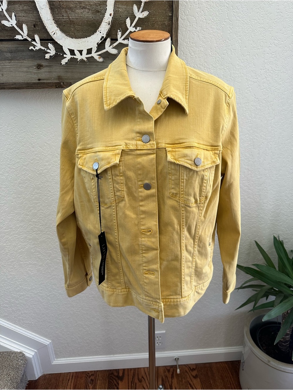 Stitch Fix Liverpool Temma Yellow stretch denim jean jacket size 2X NWT